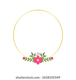 Flat Design Pink Floral Border for Romantic Cards and Announcements