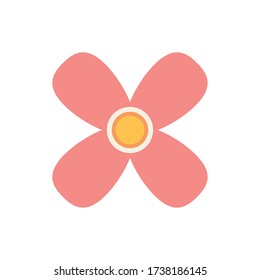 Flat design pink flower vector. Sweet abstract isolated floral illustration. Cute pastel nature design. Perfect for fashion, web design, graphic design and romantic wedding decor.