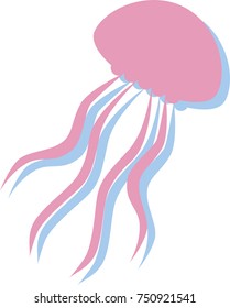 Flat design pink jellyfish isolated
