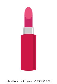flat design pink lipstick icon vector illustration