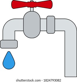 Flat Design Pipe With Valve Icon. Outline With Color Fill Design. Vector Illustration.
