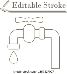 Flat Design Pipe With Valve Icon. Editable Stroke Simple Design. Vector Illustration.