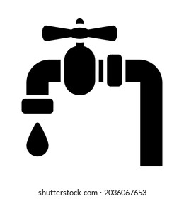 Flat Design Pipe With Valve Icon. Black Stencil Design. Vector Illustration.