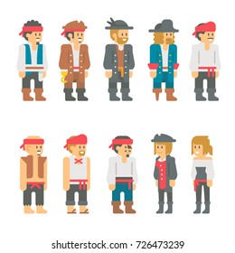 Flat design pirate characters set illustration vector