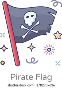 Flaches Design eines Piratenflaggensymbol, bearbeitbare Vektorgrafik 