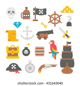 Flat design pirate items illustration vector