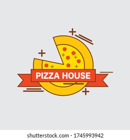 Flat Design Pizza Logo Symbol Vector Illustration. 
