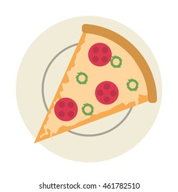 flat design pizza slice icon vector illustration