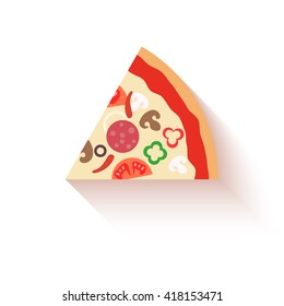 Flat design pizza slice icons isolated on white. Vector illustration