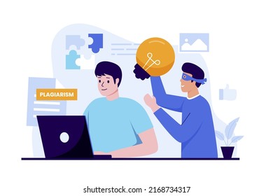 Flat design of plagiarism vector concept. Illustration for websites, landing pages, mobile applications, posters and banners. Trendy flat vector illustration