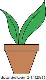 Planta de diseño plano en una maceta