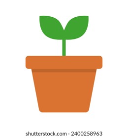 Icono de la olla de planta de diseño plano. Vector.