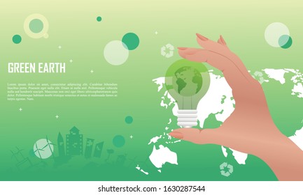 Flat design plants ecology green world isometric concept composition illustration 