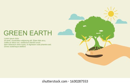 Flat design plants ecology green world isometric concept composition illustration 