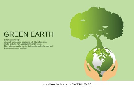 Flat design plants ecology green world isometric concept composition illustration 