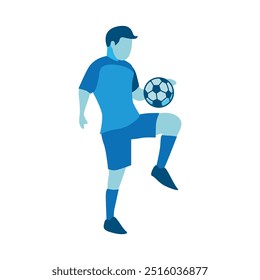 Flat Design of Player Kicking Soccer Ball