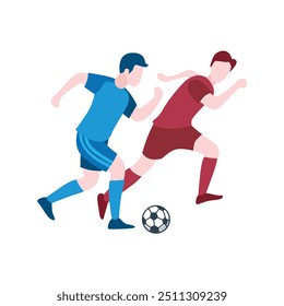 Flat Design of Players Competing for Soccer Ball