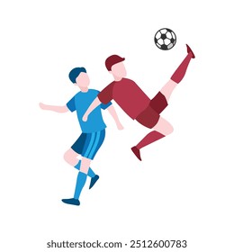 Flat Design of Players Competing for Soccer Ball