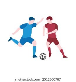 Flat Design of Players Competing for Soccer Ball