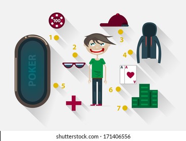 Flat design poker