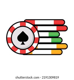 Flat design poker chips. shovel. Poker chips. Cartoon poker chip vector icon isolated on a white background.