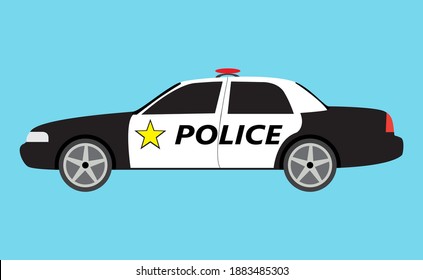 Flat design police car. Vector illustration.