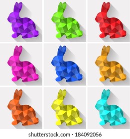 Flat design polygon of Easter Bunny. Vector illustration.