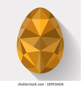 Flat design polygon of golden egg. Vector illustration.