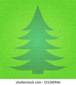 Flat design polygon style Christmas fir tree. Resembles varied colors mosaic