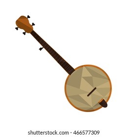 flat design polygon texture banjo icon vector illustration