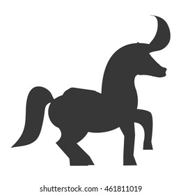 flat design pony silhouette icon vector illustration