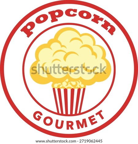Flat Design Popcorn Gourmet Logo Energetic Vector Illustration
