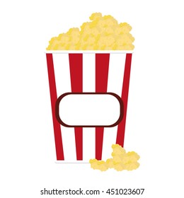 flat design popcorn striped container icon vector illustration