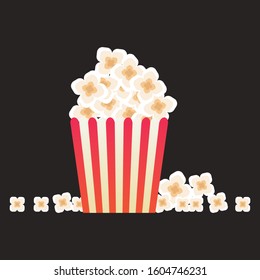 Flat Design Popcorn, vector illustration, isolated on background