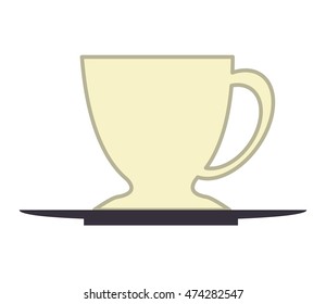 flat design porcelain cup and plate icon vector illustration