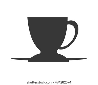 flat design porcelain cup and plate icon vector illustration