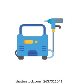 Flat design portable air compressor with spray gun icon