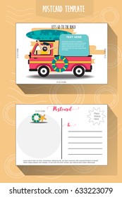 Flat design postcard template