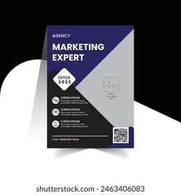 Plantilla de marketing de póster de diseño plano