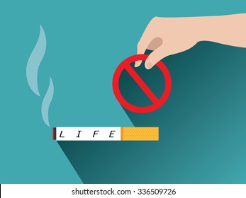 flat design poster for stop smoking.