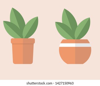 Flat Design Potted Plants Illustration 


