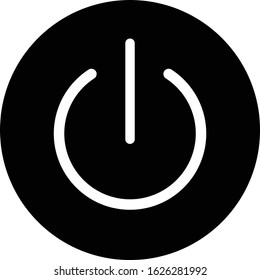 Flat Design Power Button Icon with black and white color