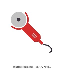 Flat Design Power Tool, Red Angle Grinder Vector Graphic
