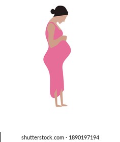 Flat design of a pregnancy with a pink clothes for education and etc