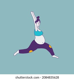 Flat Design Pregnancy Yoga Vector Illustration 