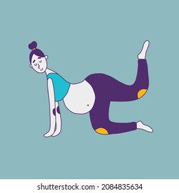 Flat Design Pregnancy Yoga Vector Illustration 