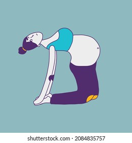 Flat Design Pregnancy Yoga Vector Illustration 