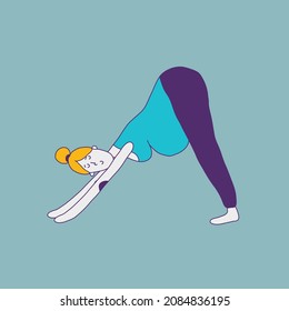 Flat Design Pregnancy Yoga Vector Illustration 