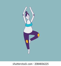 Flat Design Pregnancy Yoga Vector Illustration 