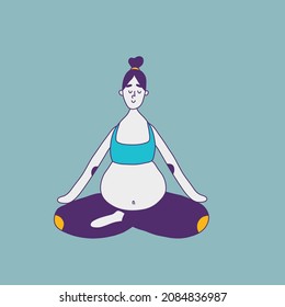 Flat Design Pregnancy Yoga Vector Illustration 